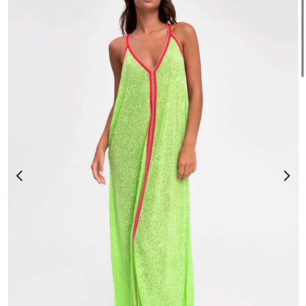 Pitusa Neon Green and Red Swim Cover-Up